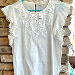 White flutter sleeve top